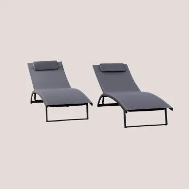 Set Van 2 Verstelbare Aluminium Ligstoelen Met Dulem-kussen Grijs – Grafiet - Sklum