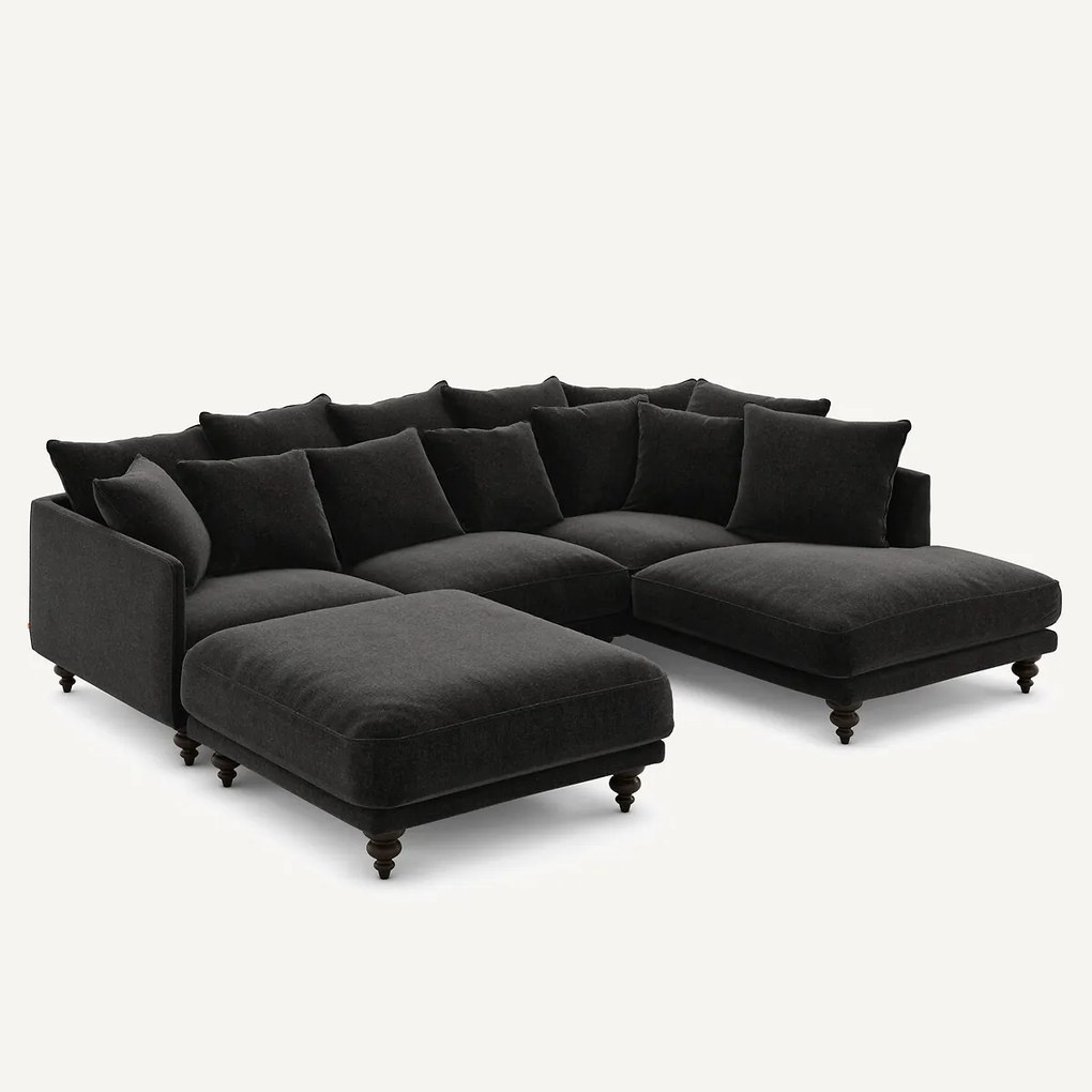 Voetenbank van fluweel chenille, Lazare