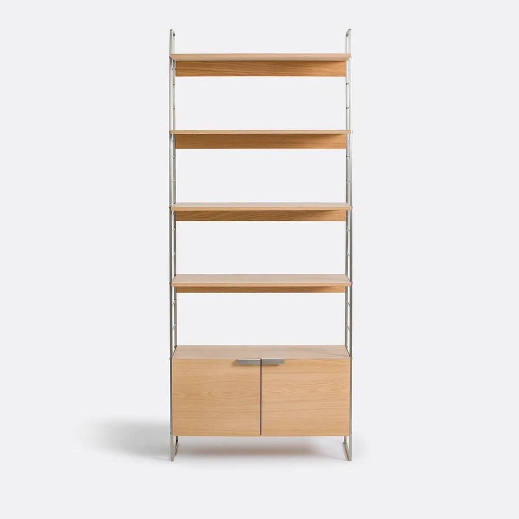 Opbergrek van eiken, fineer en chroom, H190 cm, Watford