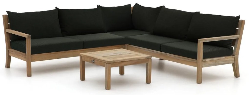 Hoek loungeset ROUGH  | 5 personen | Loungeset Natural Teak | Hoekbank Teakhout | 230x230cm | Kees Smit Tuinmeubelen