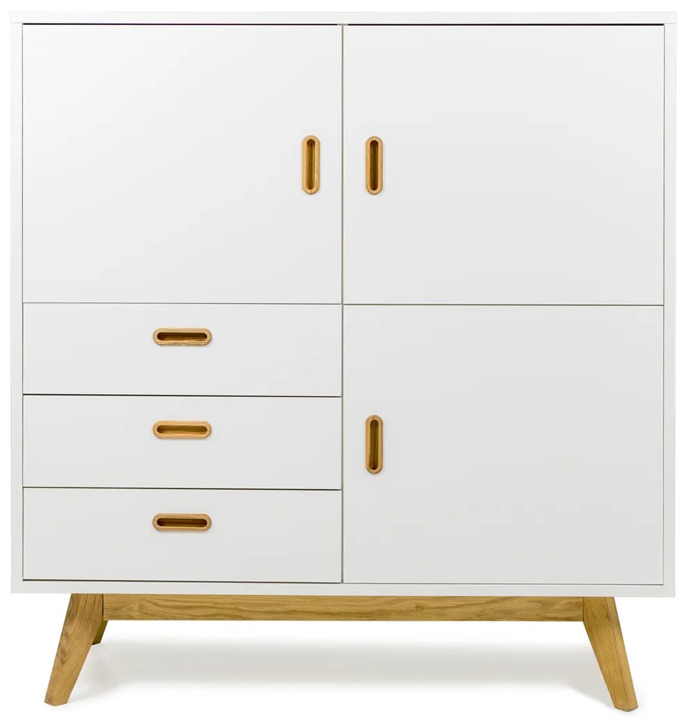 Tenzo Bess Wandkast Mat Wit Met Eiken - 114x43x120cm.