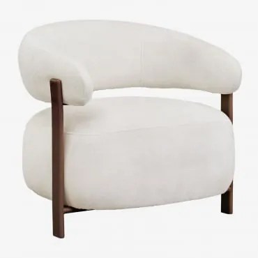 Fauteuil Van Chenillestof En Ijzer Jolie Donkerbruin Hout & Chenille Crèmebeige - Sklum