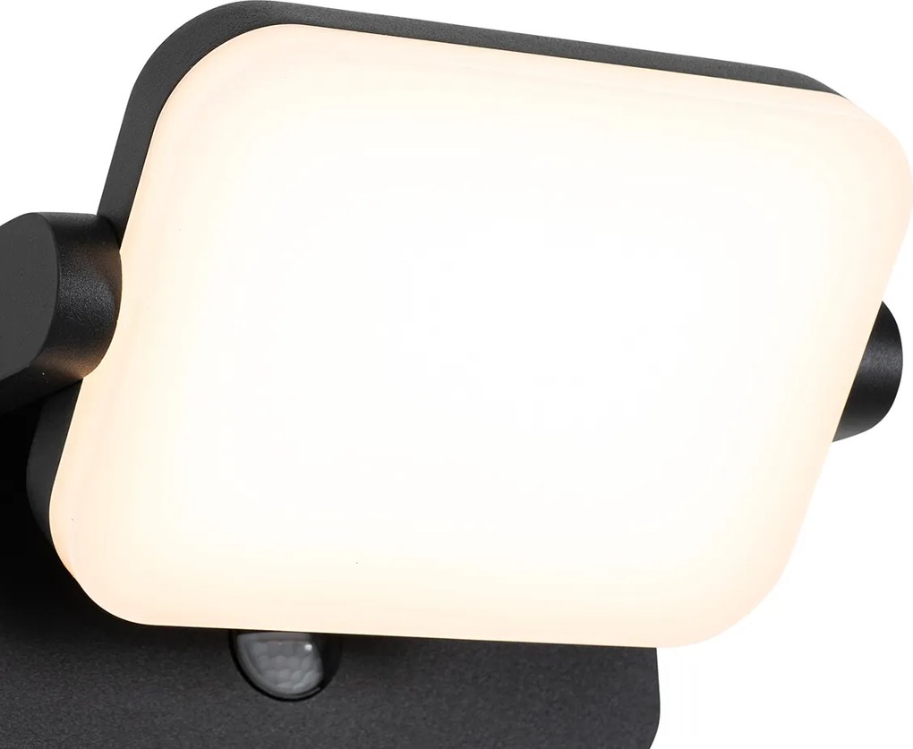 Buiten wandlamp zwart incl. LED verstelbaar met bewegingssensor - Kamile