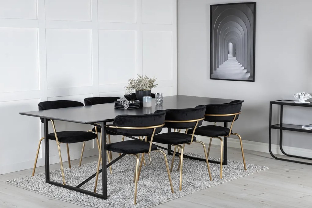 Jörn Eetkamerstoel Livia - Goud - Zwart Fluweel - Jörn