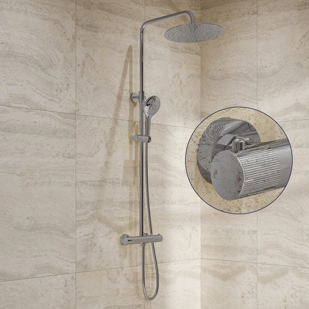 Saniclear Evolution Stripes opbouw regendouche chroom met 30cm hoofddouche en 2 standen handdouche