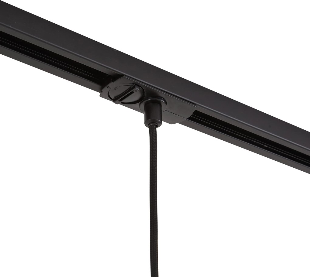 Modern railsysteem zwart met 3 hanglampen goud met helder glas 1-fase - Iconic Laura