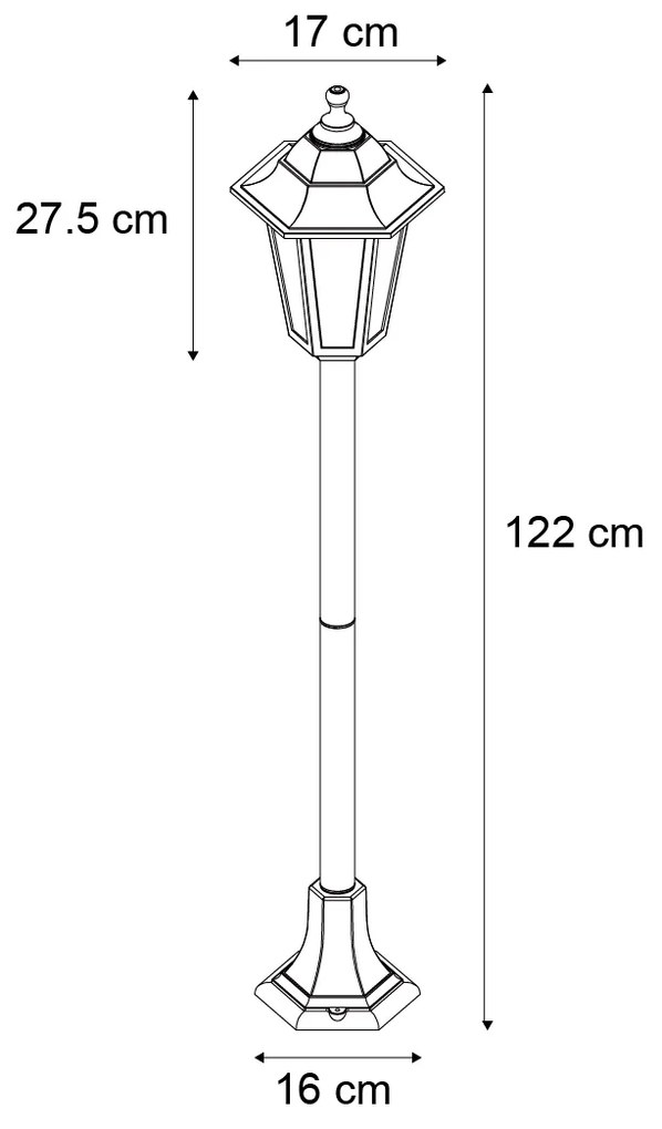 Klassieke buitenpaal zwart 122cm IP44 - New Haven Hammered Klassiek / Antiek E27 IP44 Buitenverlichting rond