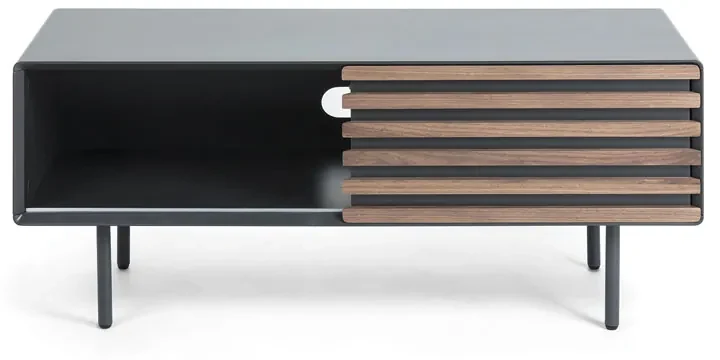 Kave Home Kesia Tv-meubel Mat Grijs Met Walnoot - 120x45x48.5cm.