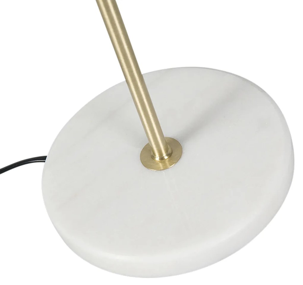 Tafellamp messing met velours lampenkap blad dessin met gouden binnenkant - Kaso