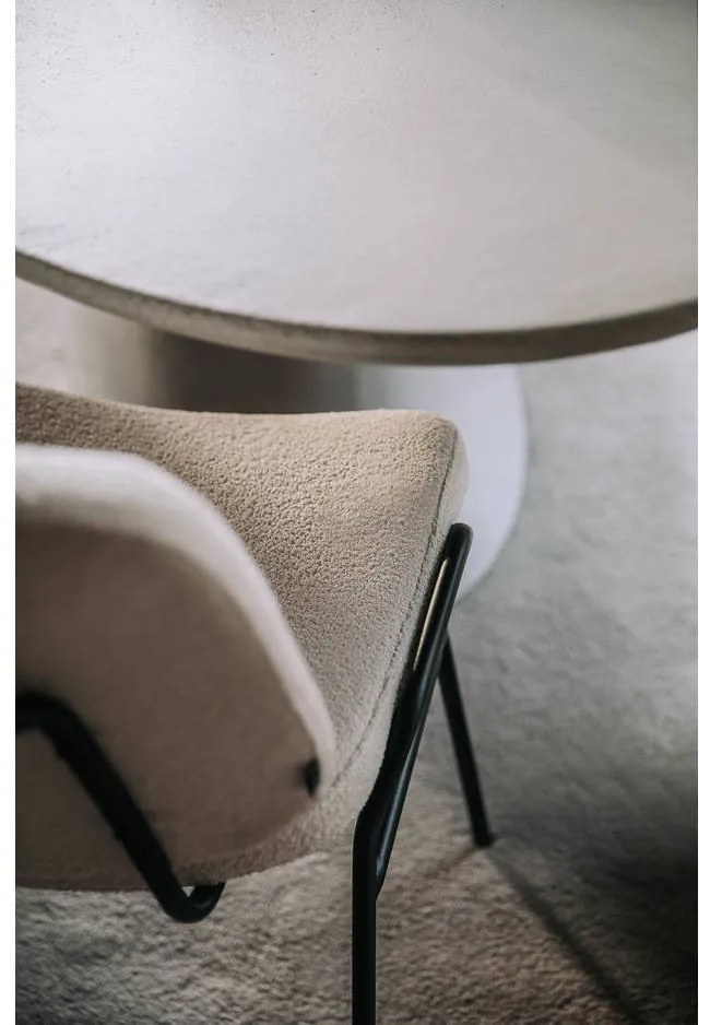 Goossens Eetkamerstoel Hjalmar beige stof leuning, modern design