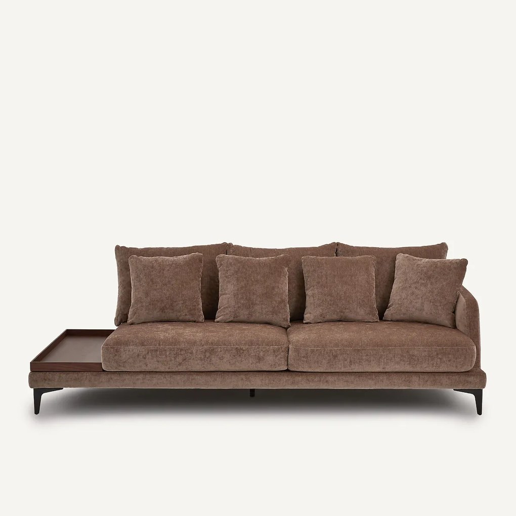 Halve bank met tafelblad, van gemengd fluweel, MODERNISTE