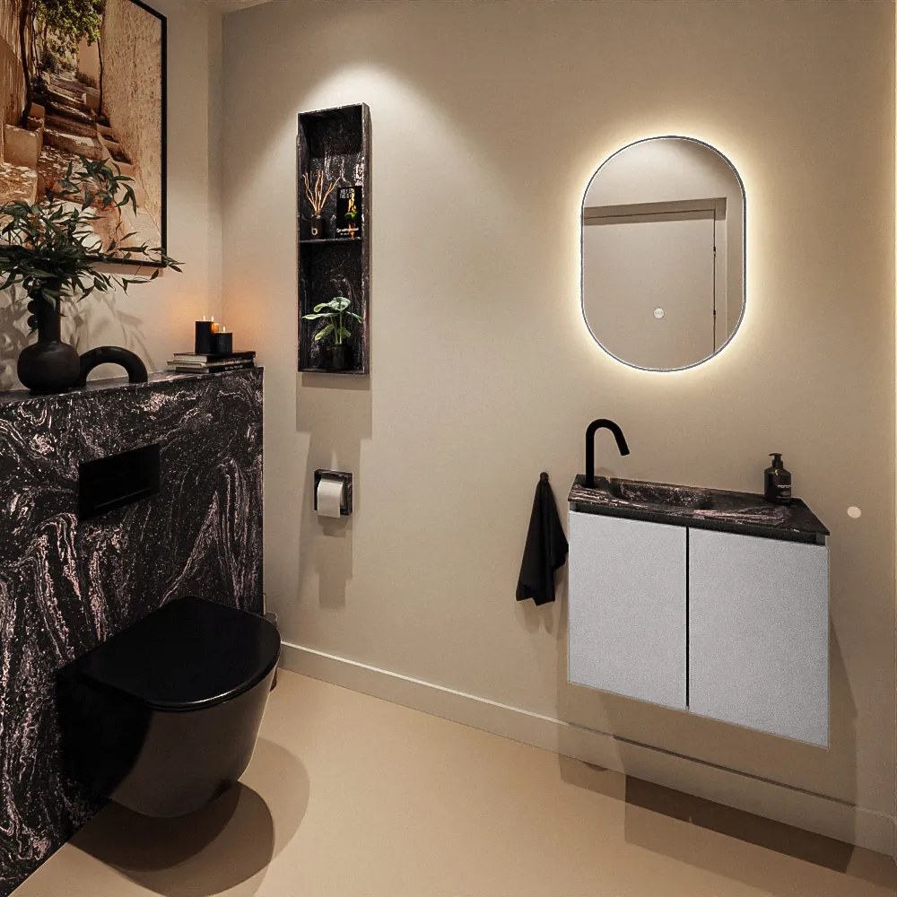 Mondiaz Ture DLux toiletmeubel 60cm plata met wastafel lava links met kraangat