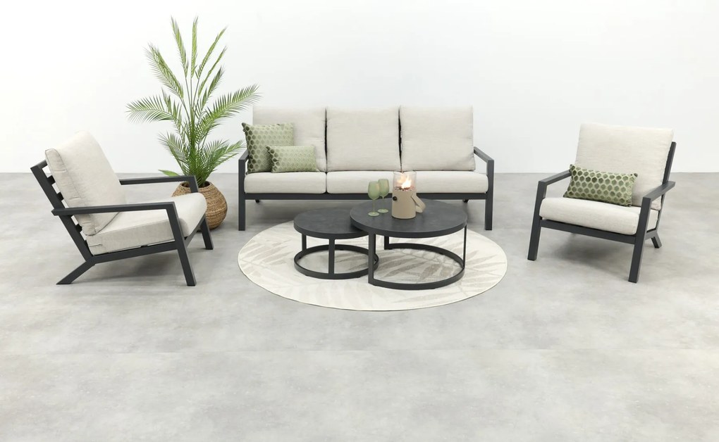 Boston/Rhodos stoel - 3-zitsbank loungeset - 5-delig