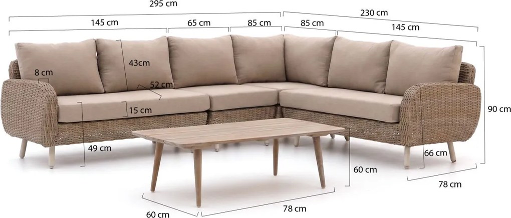 Hoek loungeset Intenso  | 6 personen | Loungeset Beige | Hoekbank Wicker (vlechtwerk) | Kees Smit Tuinmeubelen