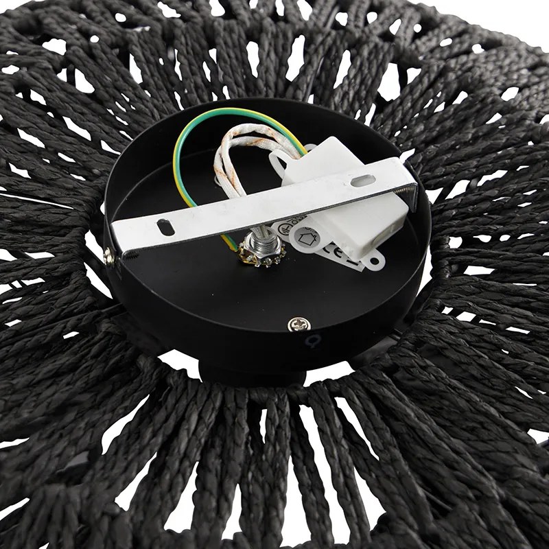 Retro plafondlamp zwart touw 50cm - Lina