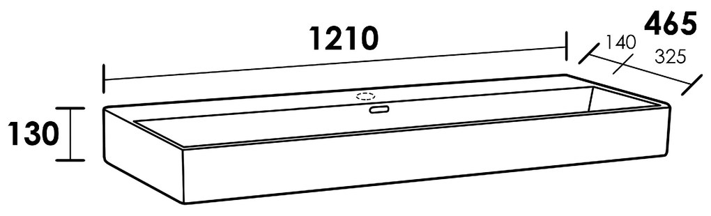 Sanituba Legend wastafel 120cm keramiek Wit met 1 kraangat