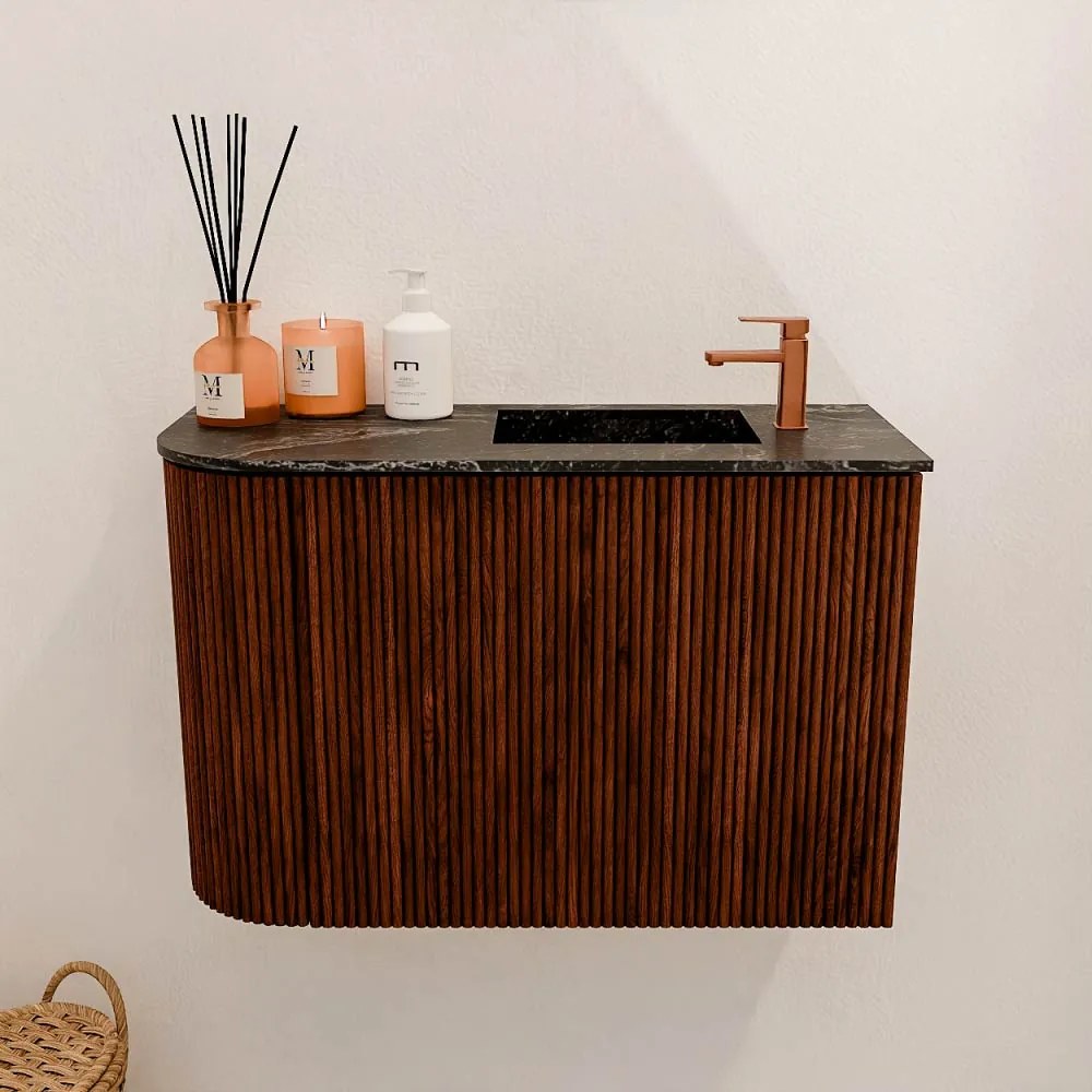 Mondiaz Joya DLux 60cm toiletmeubel ronding links ruby met wastafel faye rechts 1 kraangat lava