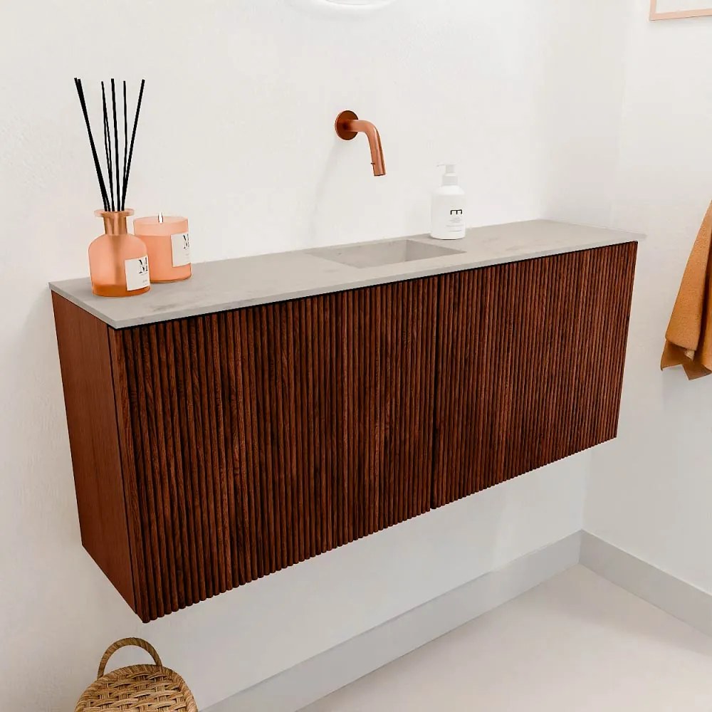 Mondiaz Joya DLux 100cm toiletmeubel ruby met wastafel faye midden zonder kraangat opalo
