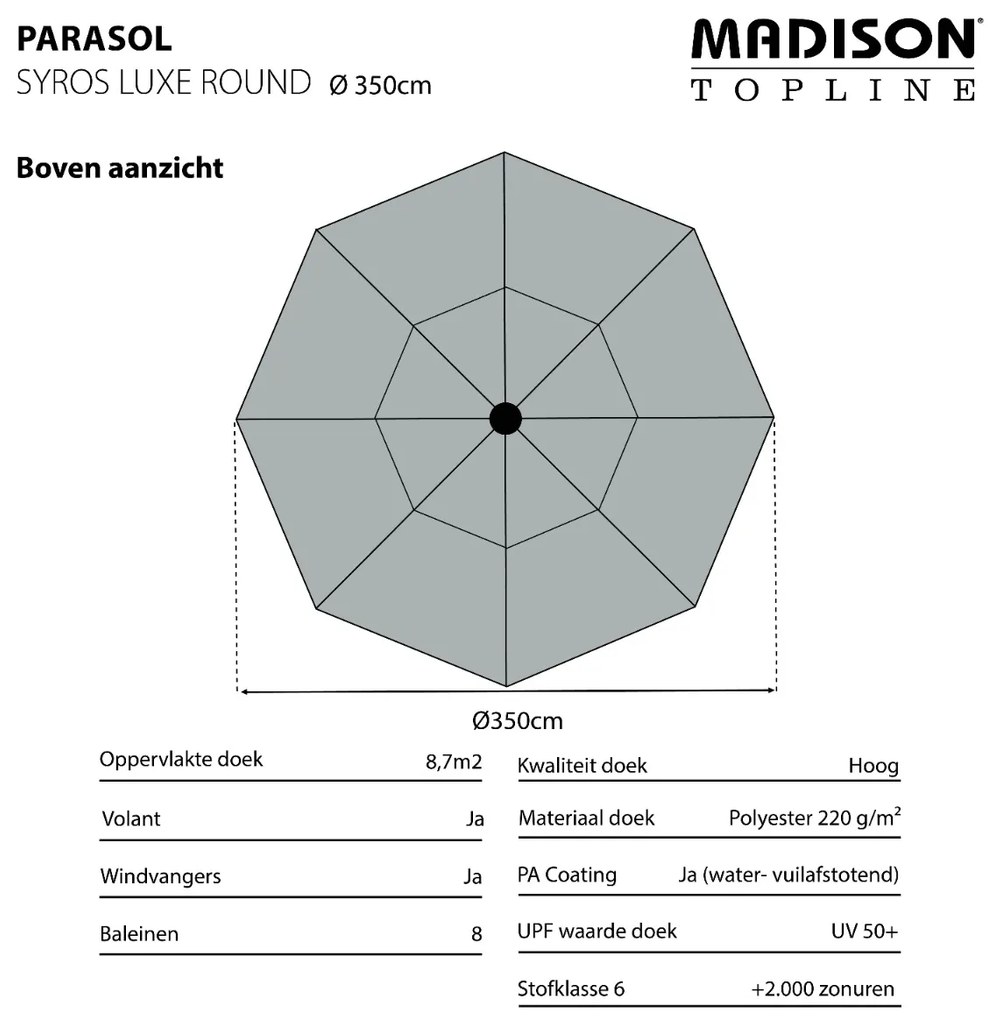 Madison stokparasol Syros luxe ecru 350 cm.