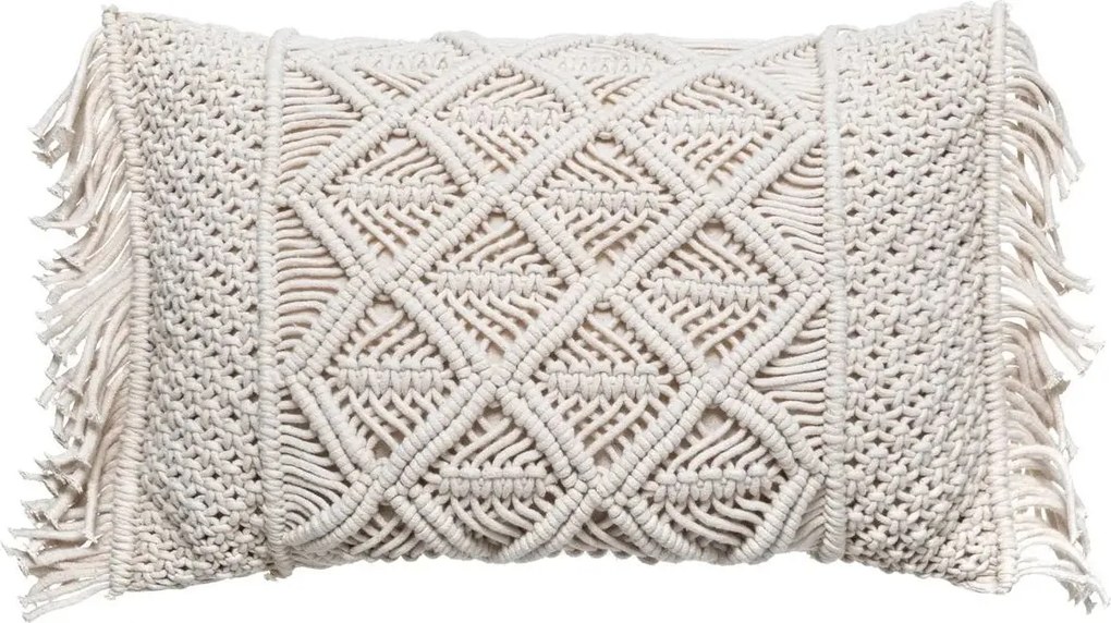 Atmosphera Sierkussen Macramé 30x50 cm - Ecru - Woonkamer Decoratie - Katoen &amp; Polyester