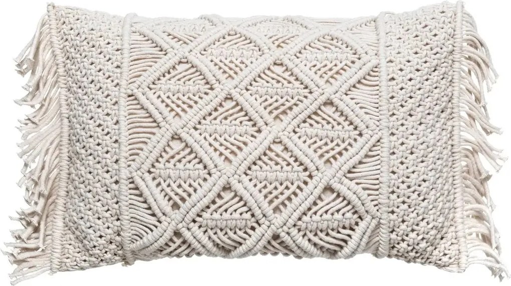 Sierkussen Macramé 30x50 cm - Ecru - Woonkamer Decoratie - Katoen&amp;Polyester