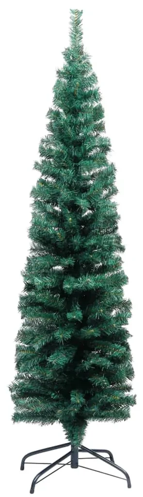vidaXL Kunstkerstboom met LED's en kerstballen smal 150 cm groen