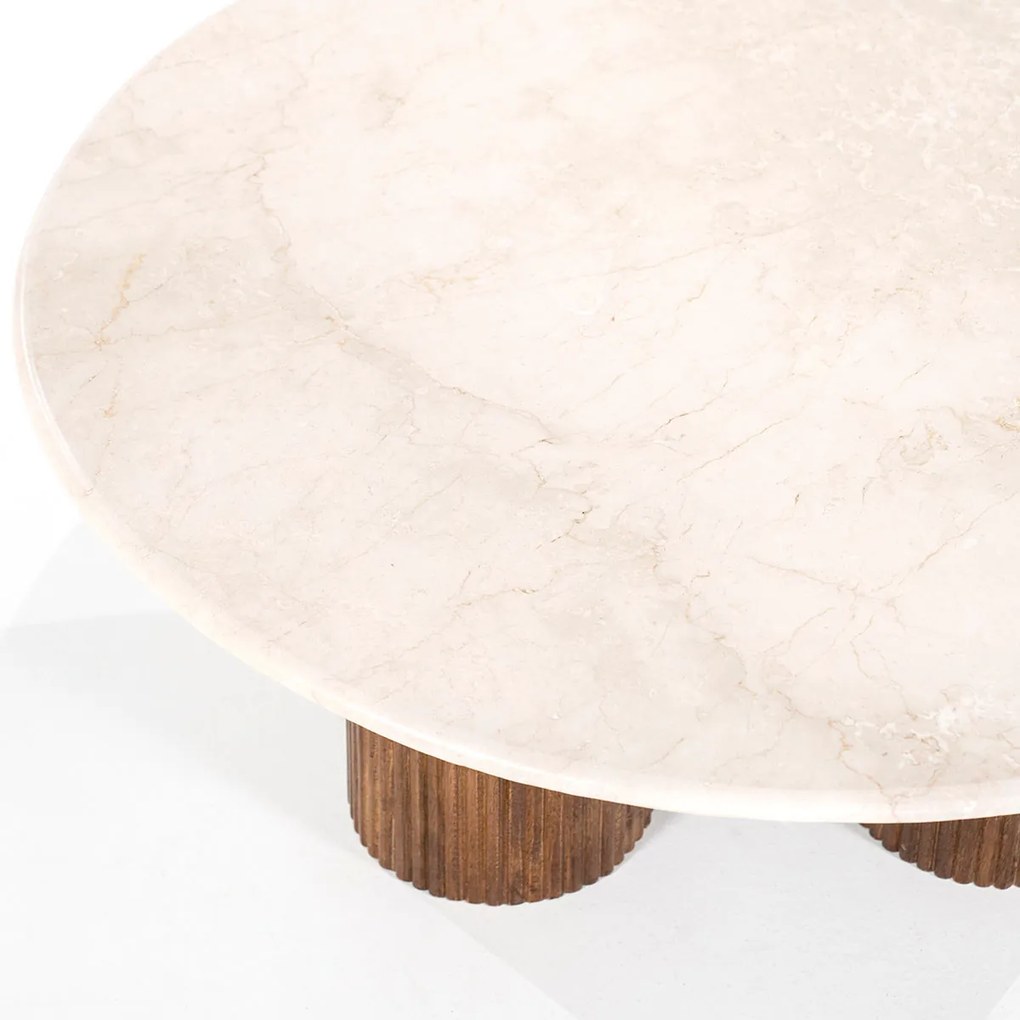 Ronde Salontafel Creme Marmer - 90 X 90cm.