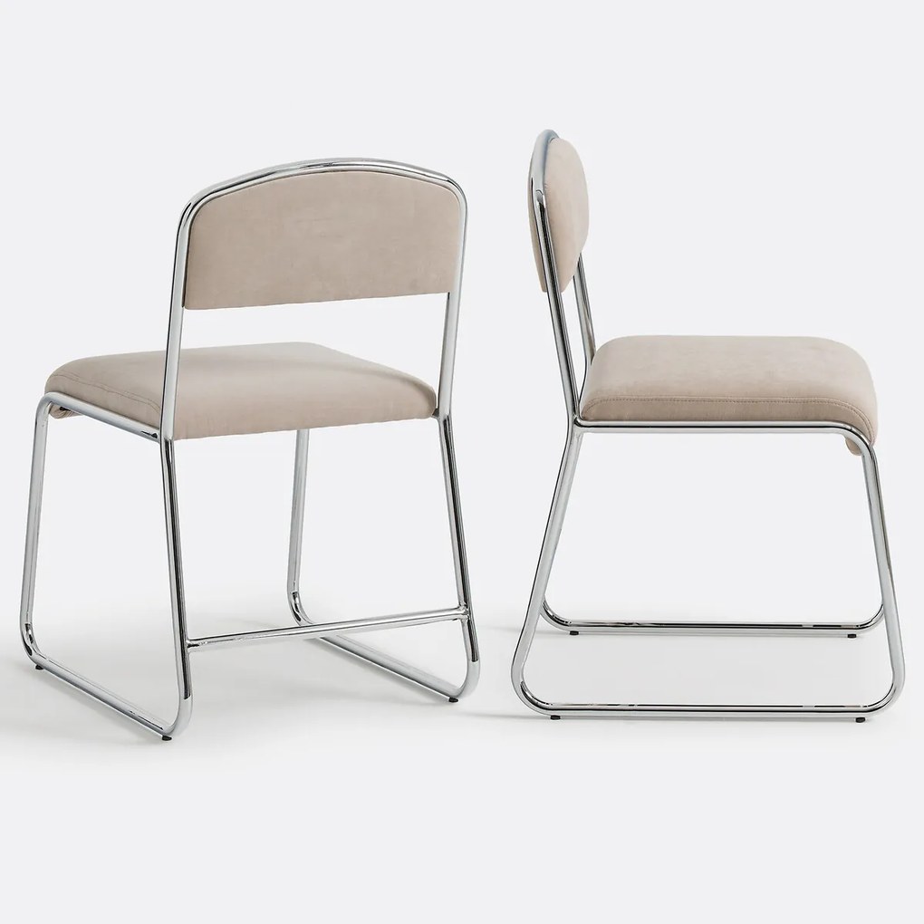 Set van 2 stoelen van chroom en stof Celestina
