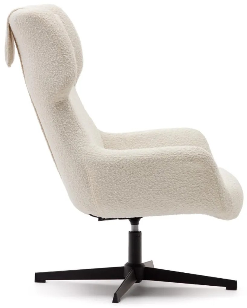 Kave Home Zalina Draaibare Fauteuil Wit Boucle