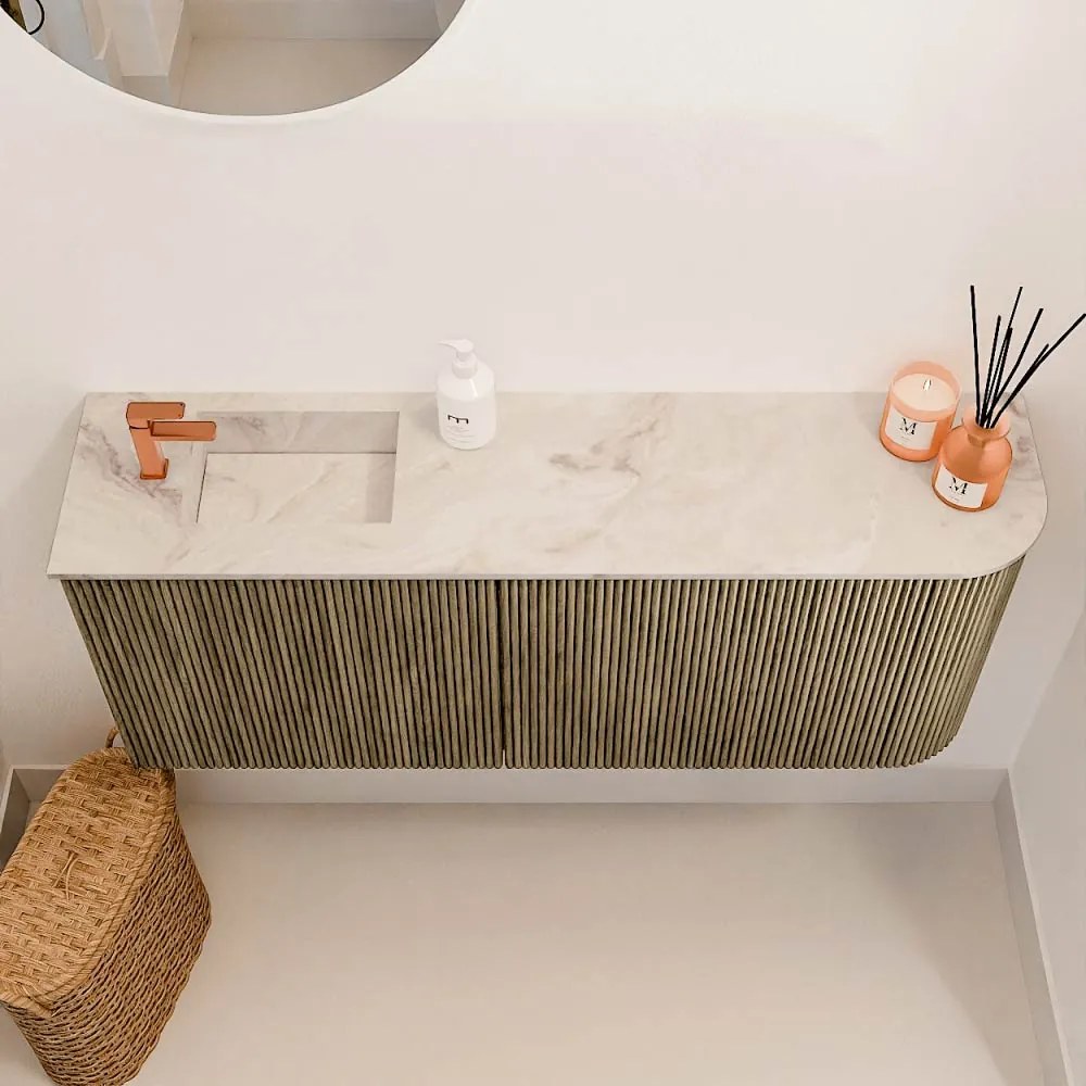 Mondiaz Joya DLux 100cm toiletmeubel ronding rechts dusk met wastafel faye links 1 kraangat frappe