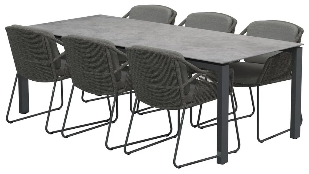 4 Seasons Outdoor Accor eetset met Goa tafel HPL blad 220 cm light grey  Tuinset     weerbestendig