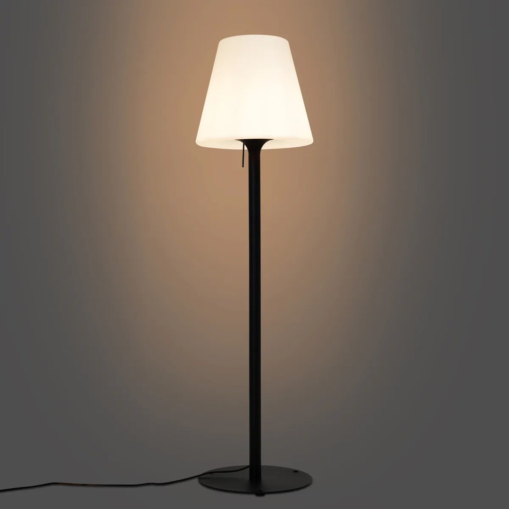 Moderne buiten vloerlamp zwart met witte kap IP44 - Big Virginia
