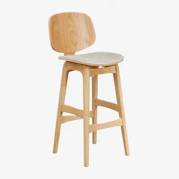 Hoge Kruk Van Hout En Bekleed Canada Natuurlijk Hout & ↑75 Cm & Stof Beige - Sklum