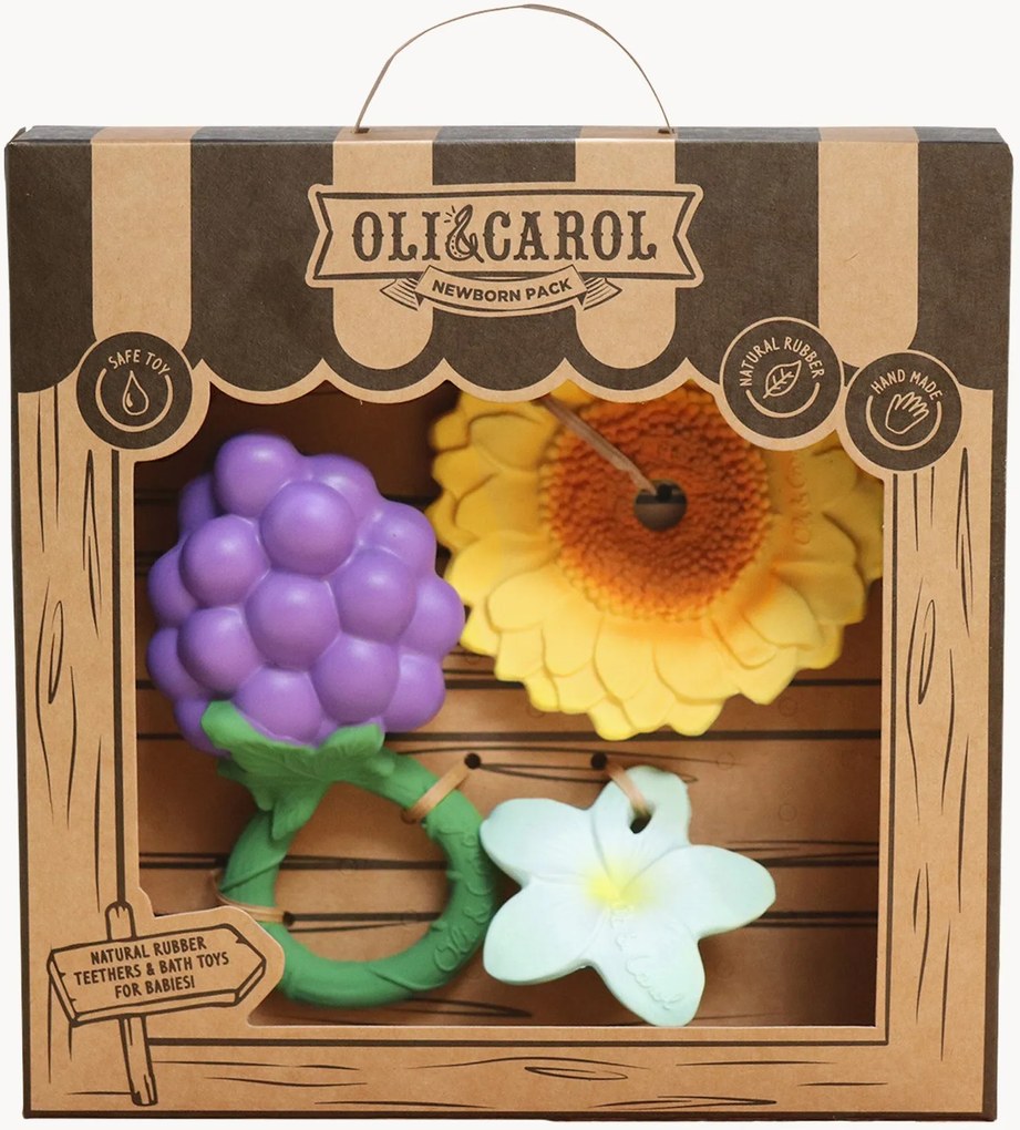 Handgemaakte baby bijtringen Newborn met ratelspeelgoed, 3-delig