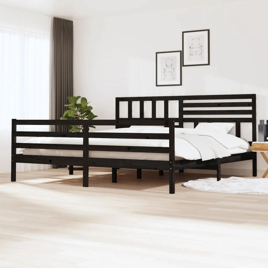 vidaXL Bedframe massief hout zwart 180x200 cm 6FT Super King