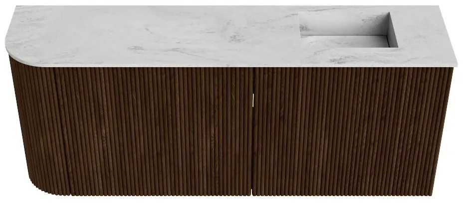 Mondiaz Joya DLux 100cm toiletmeubel ronding links walnut met wastafel faye rechts 1 kraangat opalo