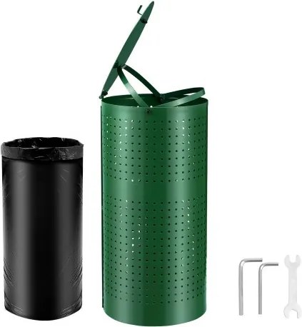 VEVOR Hondenpoepbak met 50 vuilniszakken, 43 liter hondenpoepbak voor buiten met deksel en vuilniszakclip voor hondenpoepstation, hondenpoepcontainer voor tuin, achtertuin, park