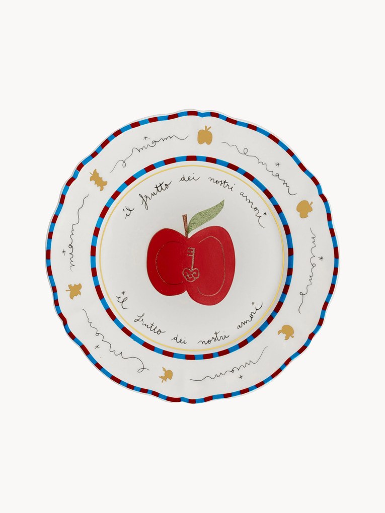 Handgemaakte ontbijtbord Apple van porselein