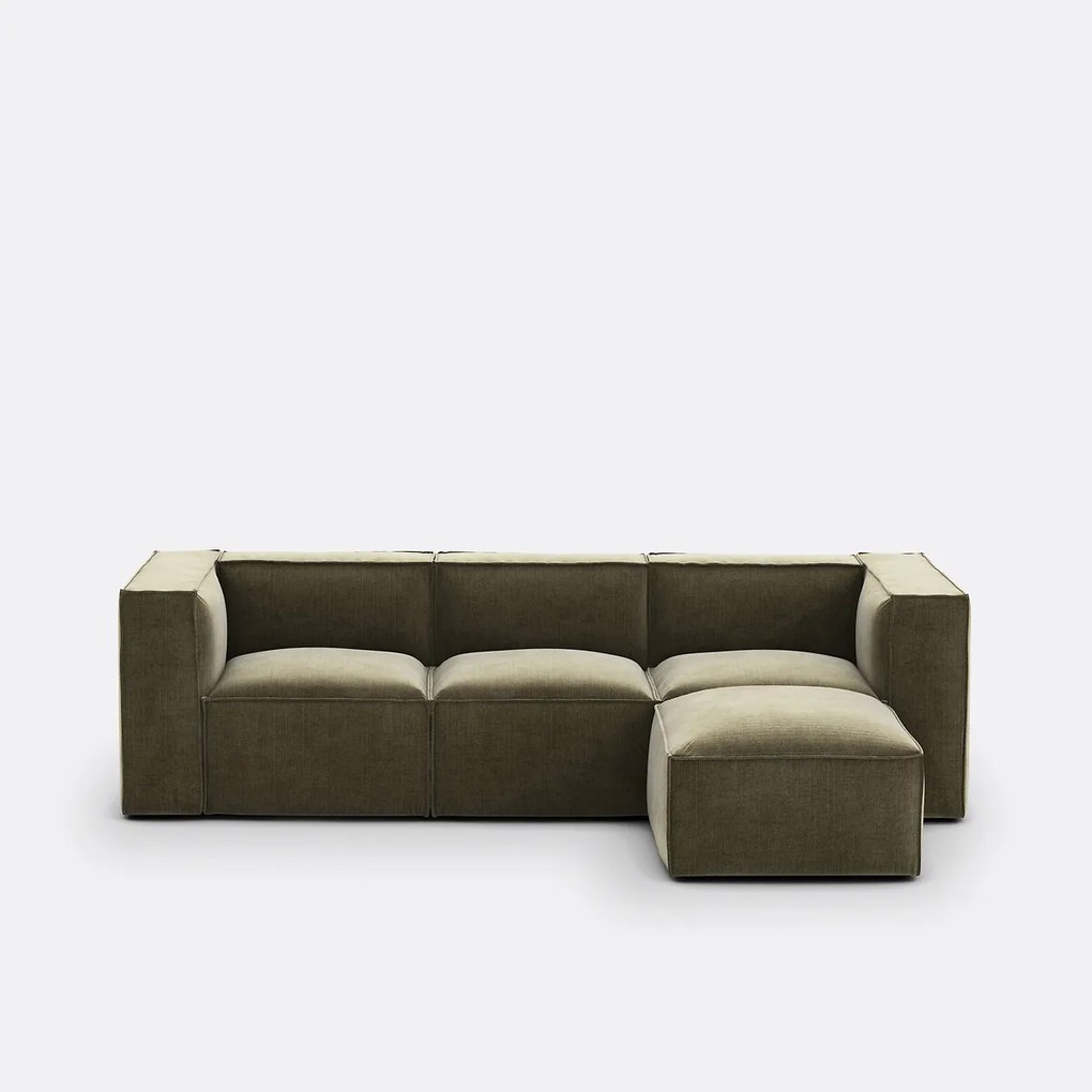 3-zits modulaire unit en vintage corduroy poef Seven