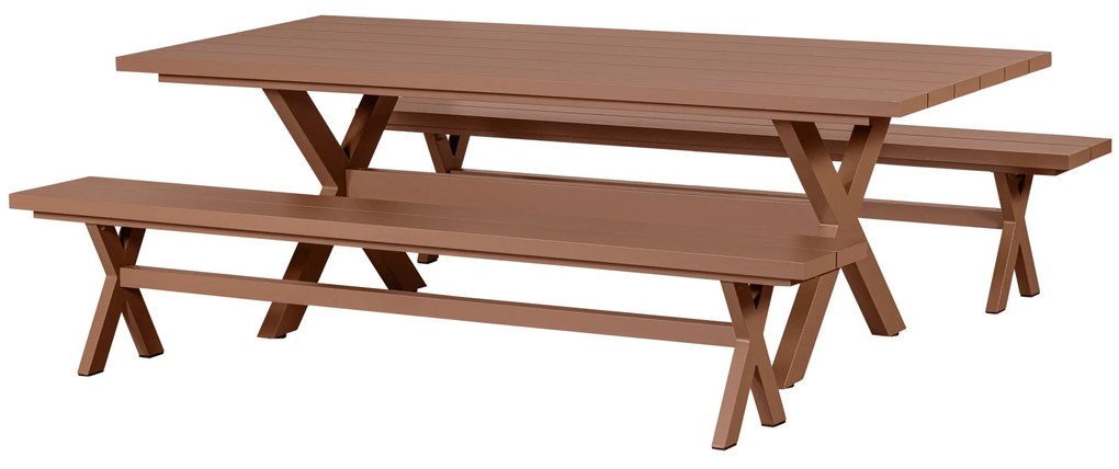 Exotan Delta - Picknicktafel - Aluminium - Rozebruin - 220x100cm - Exotan