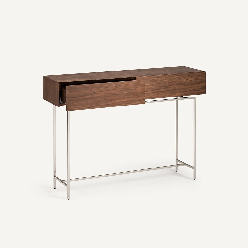 Console in notenhout, 2 lades, Oreko