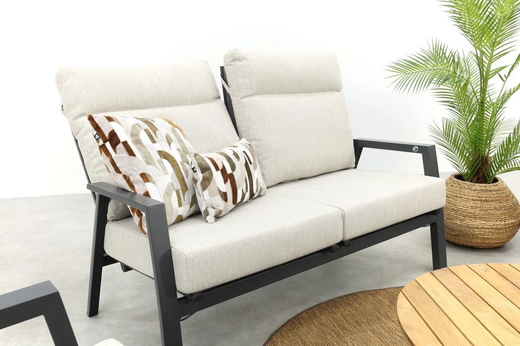 Lagos/Mindo stoel-bank loungeset 5-delig verstelbaar - Antraciet