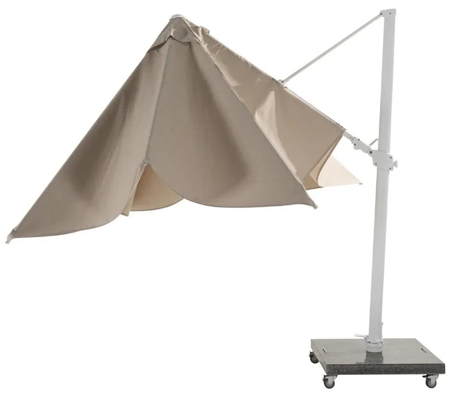 4 Seasons Outdoor Siesta PREMIUM 300 x 300 cm parasol zand doek met wit frame SALE Parasol   houtkleur weerbestendig