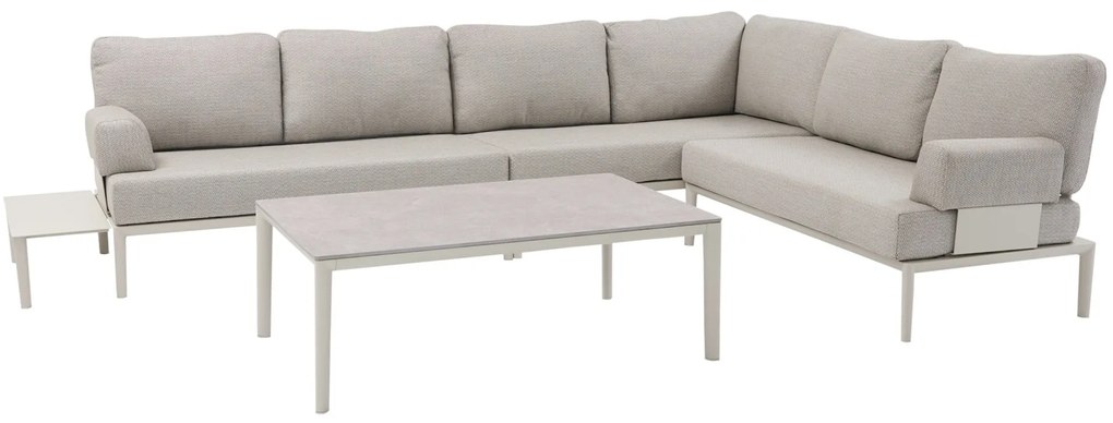 Hong Kong hoek loungeset 5 delig aluminium latte zand
