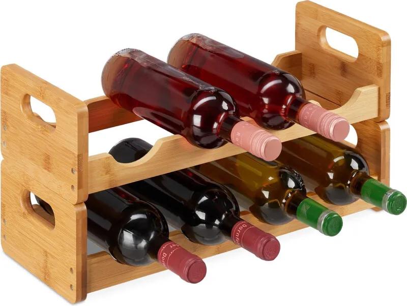 Wijnrek voor 8 flessen - flessenrek - flessenhouder - bamboe - wijnstandaard
