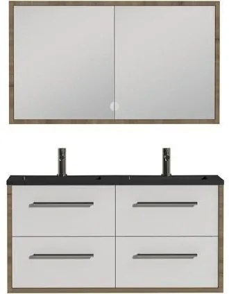 Tiger Boston badmeubel met spiegelkast en zwarte wastafel 120cm chalet eiken