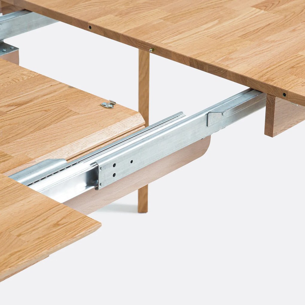 Uitschuifbare massief eiken eettafel, 4 tot 10 couverts, Dalmar