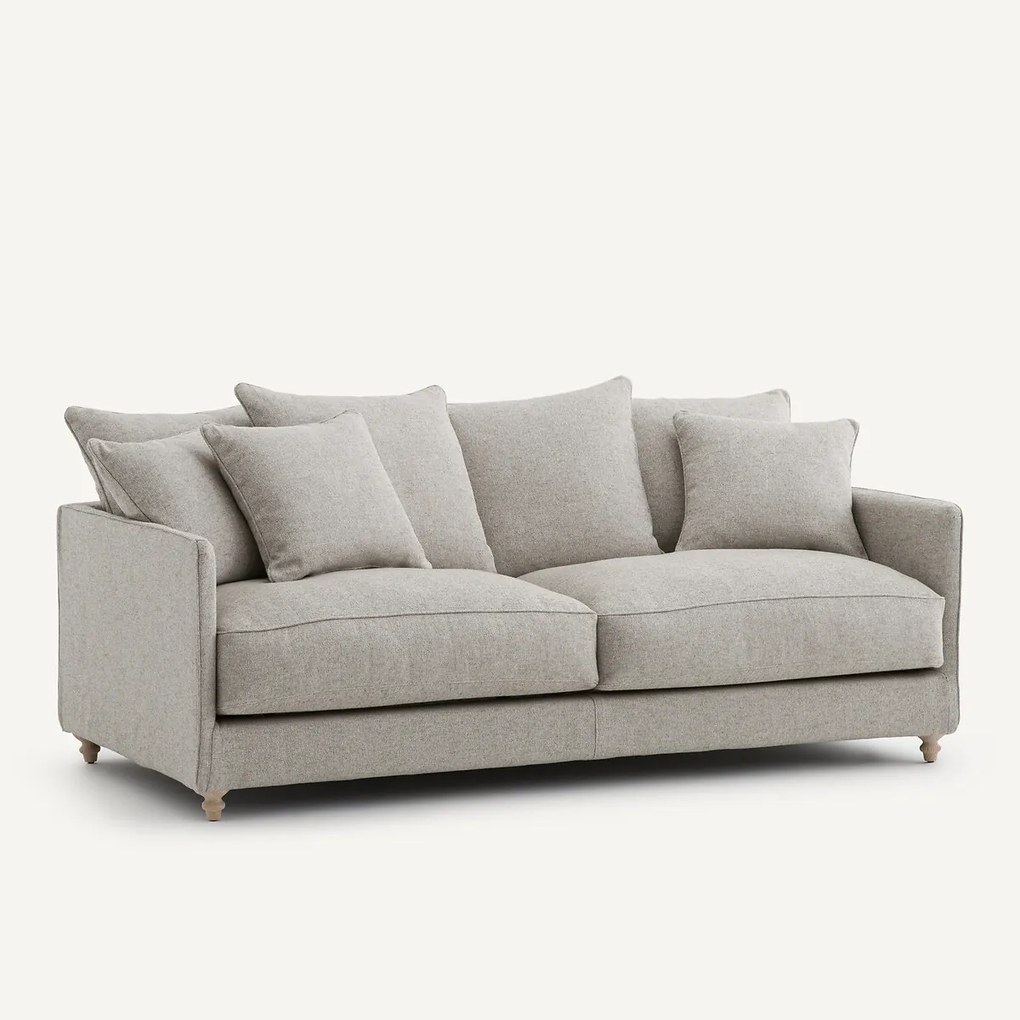 3-zits slaapbank van gestructureerde viscose en linnen, LAZARE