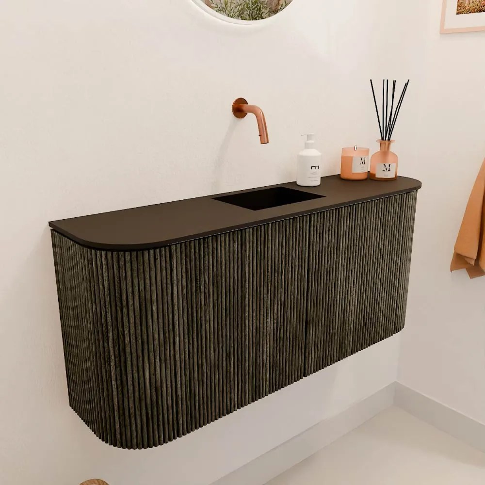 Mondiaz Joya 95cm toiletmeubel ronding links/rechts shadow met wastafel faye midden zonder kraangat urban