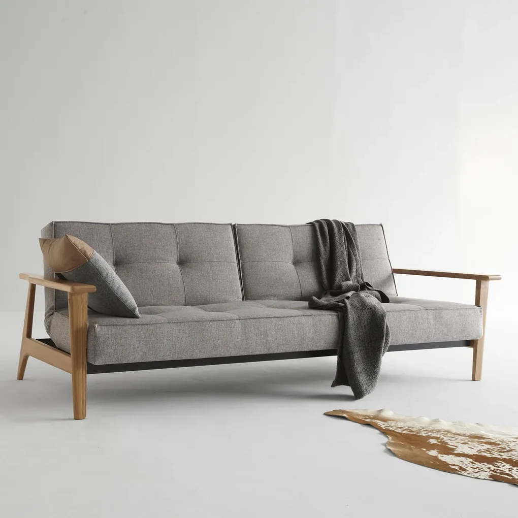 Innovation Living Splitback Frej Natural Design Slaapbank Met Eiken Armleuningen